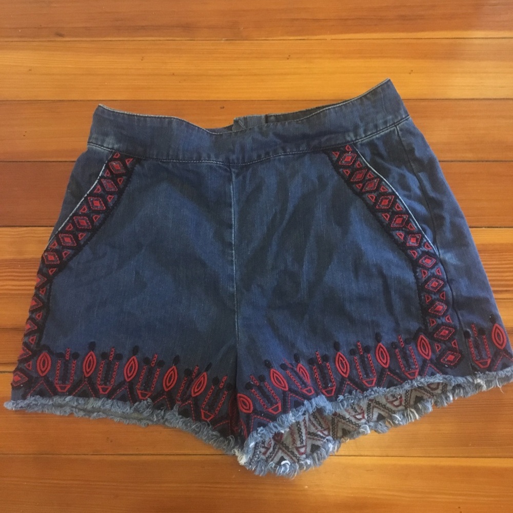 Blank NYC Embroidered Hi-Rise Denim Cutoff Short